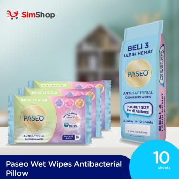 Paseo Wet Wipes Antibacterial Pillow 10's 3P